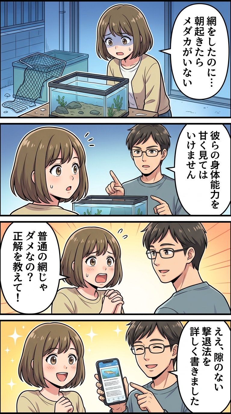 ハクビシン メダカ 対策